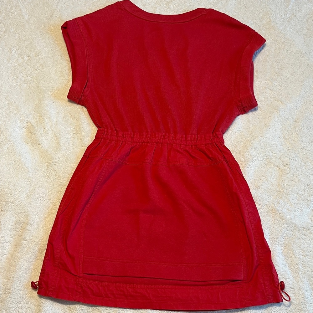 Daily Practice Red Mini Dress Short Sleeve Drawstring Waist Pockets Size XXS - Picture 6 of 6
